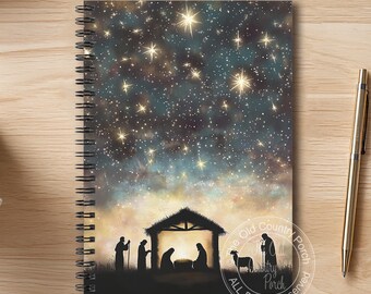 Nativity Scene Christmas Soft Cover Spiral Notebook Festive Holiday Journal Religious Gift