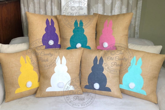burlap bunny pillow