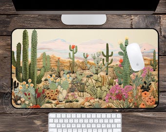 Cactus Desert Mouse Pad, Southwestern Boho Desk Mat