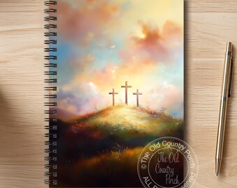 Sunset Crosses | Christian Blank Notebook | Faith Journal for Prayer/Bible Study | Religious Gift for Christians | Scripture Writing Journal