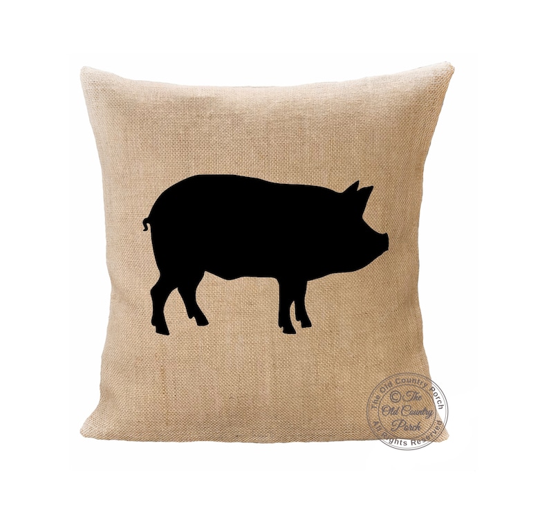 Pig Burlap Pillow Ships between 3-5 Days!