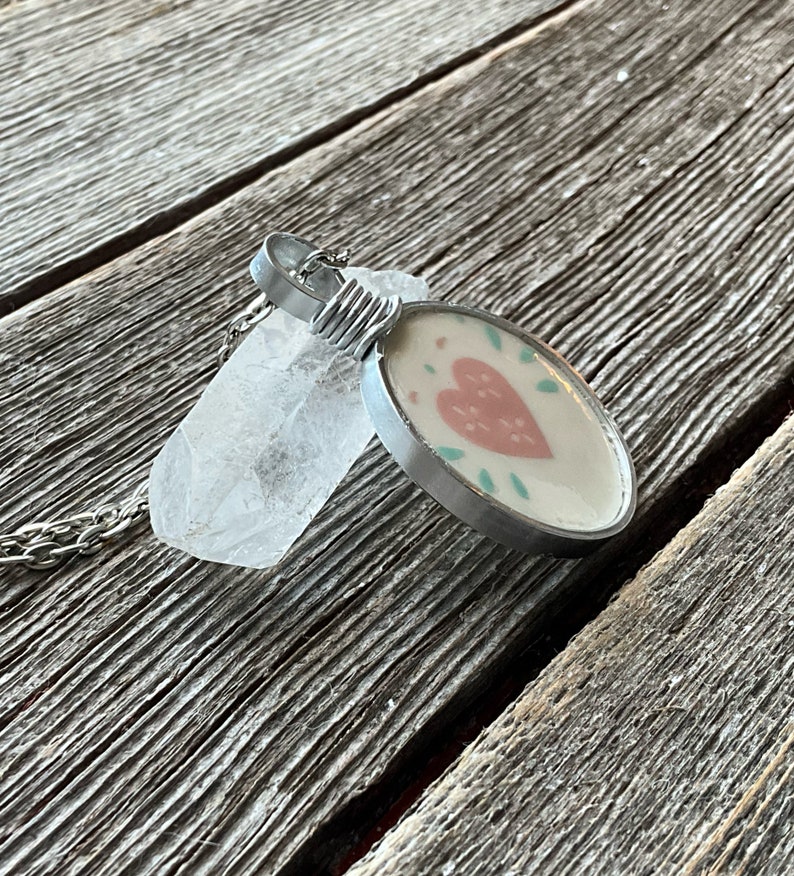 Forever Yours Corelle Broken Dishes Necklace made from broken plate, china necklace, broken china pendant, eco friendly image 7