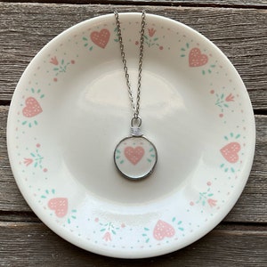 Forever Yours Corelle Broken Dishes Necklace made from broken plate, china necklace, broken china pendant, eco friendly image 1