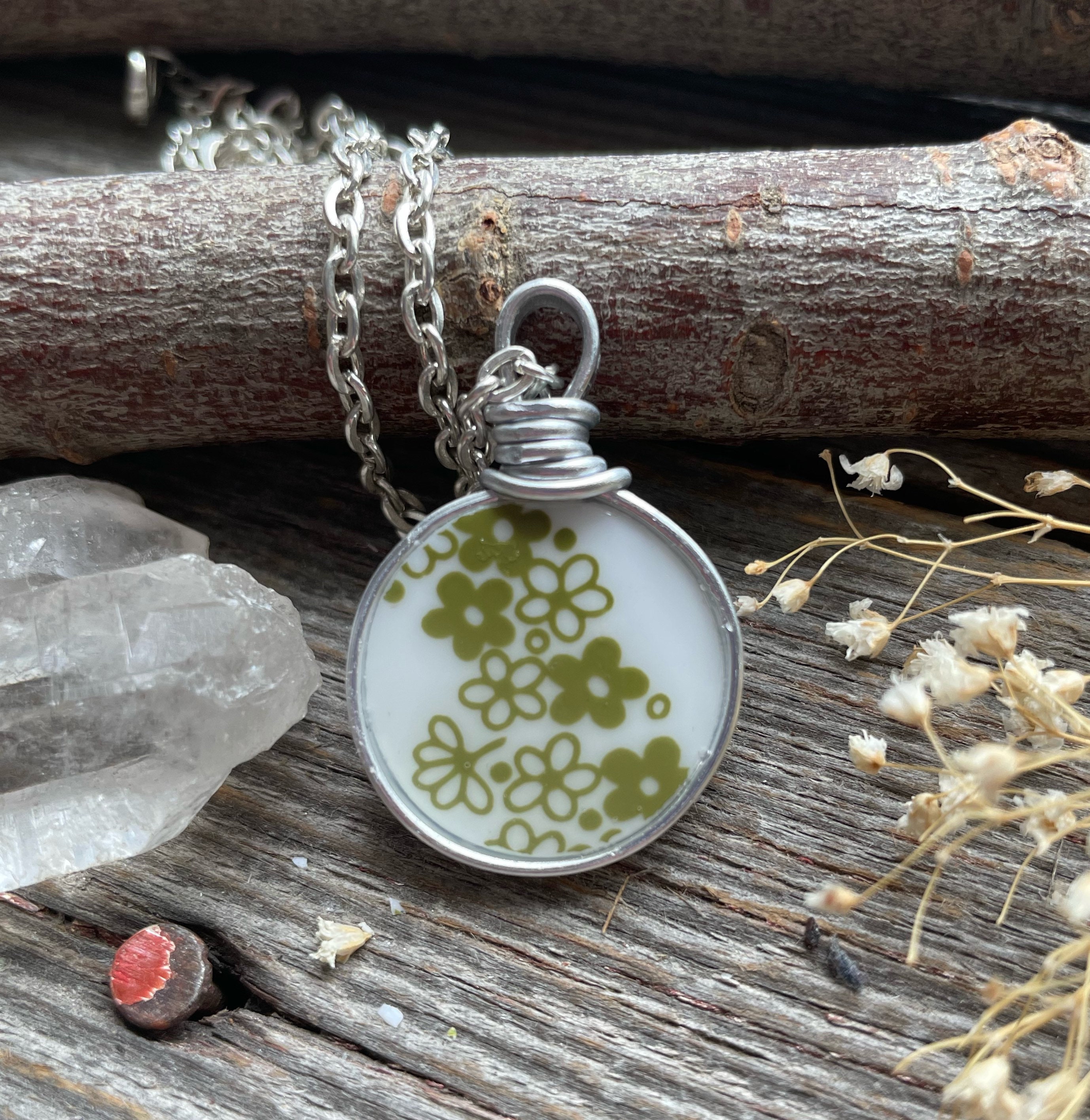 Corelle Broken Dishes Necklace - Made From Broken Corelle Corelle Broken Dishes Necklace - Made From Broken Corelle