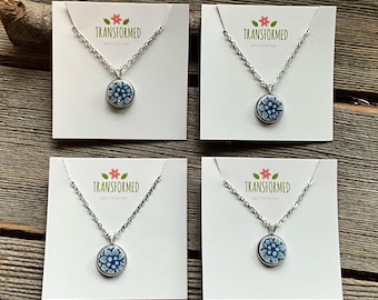 Delicate & small - Corelle Broken Dishes Necklace - stainless steel setting stainless steel 18” chain, Old Town Blue Corelle - listing for 1