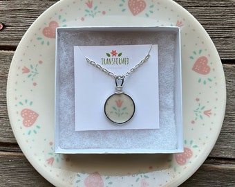 Forever Yours Corelle Broken Dishes Necklace - made from broken  plate, china necklace, broken china pendant, eco friendly