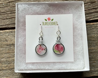 Broken China Earrings - Made from a broken Royal Albert Blossom Time plate - unique earrings from Transformed Jewelry