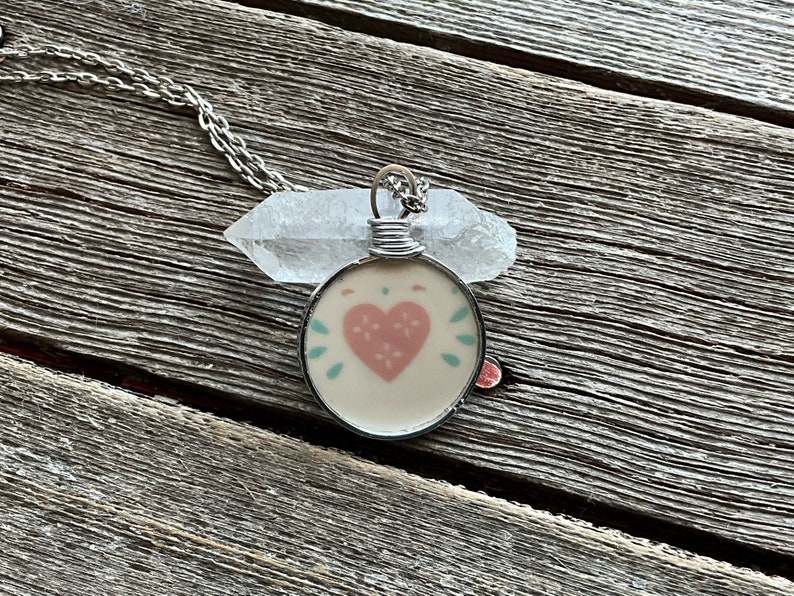 Forever Yours Corelle Broken Dishes Necklace made from broken plate, china necklace, broken china pendant, eco friendly image 3