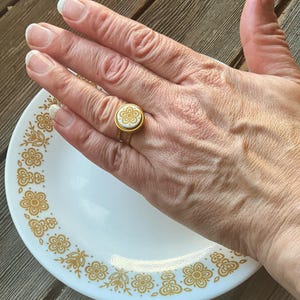 Golden butterfly stainless steel  ring - Corelle statement ring made from a broken plate. Broken China eco friendly - Corelle rings