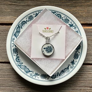 Old Town Blue - Vintage Corelle Broken Dishes Necklace - made from an Old Time Blue Blue Onion plate,  china necklace, broken china pendant