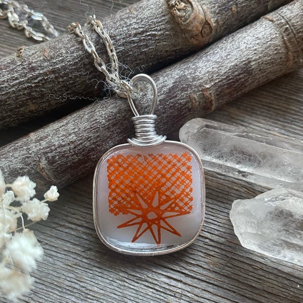 Vintage Fire King Starburst Necklace: Upcycled Coffee Mug Jewelry