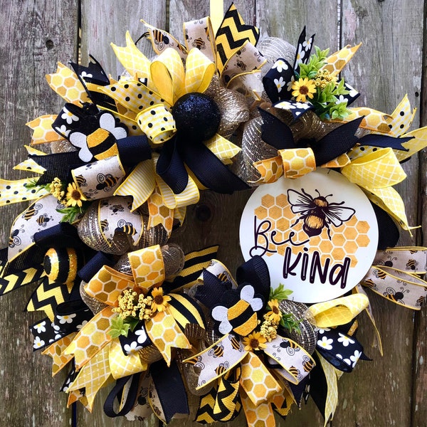 Be Kind, Bee Wreath, Bee Kind Wreath, Be Kind Decor, Bee Kind, Bee Decor, Home Decor, Bee's, Summer Wreath, Spring Wreath, Bug Wreath