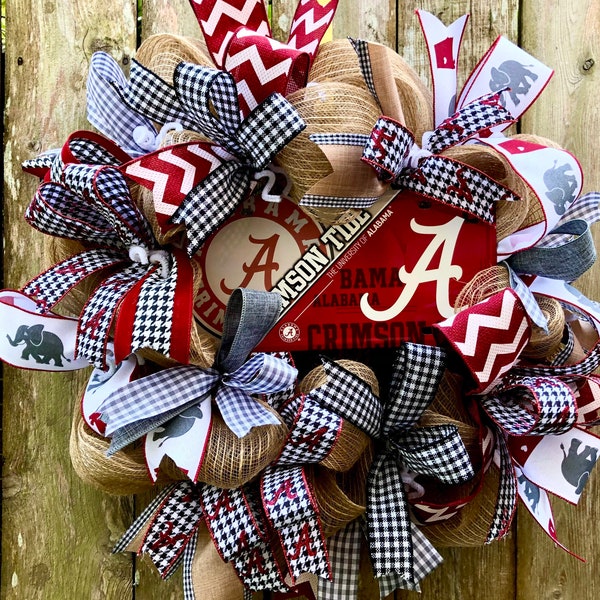 Alabama Wreath, Football Wreath.  Crimson Tide. Roll Tide