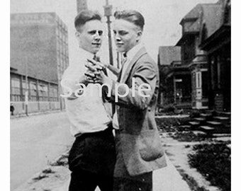 Vintage 1920's Photo Reprint Handsome Sexy Men Dance Together in the Streets Gay Interest 171