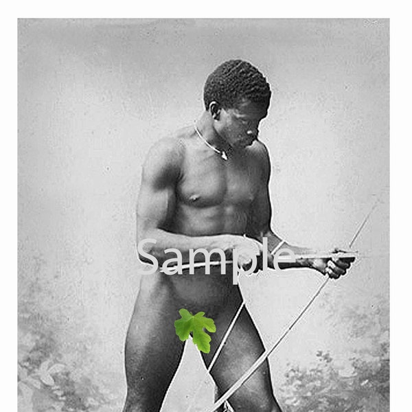 Vintage 1900's Photo Reprint Nude African American Man in Studio Pose Gay Interest 128