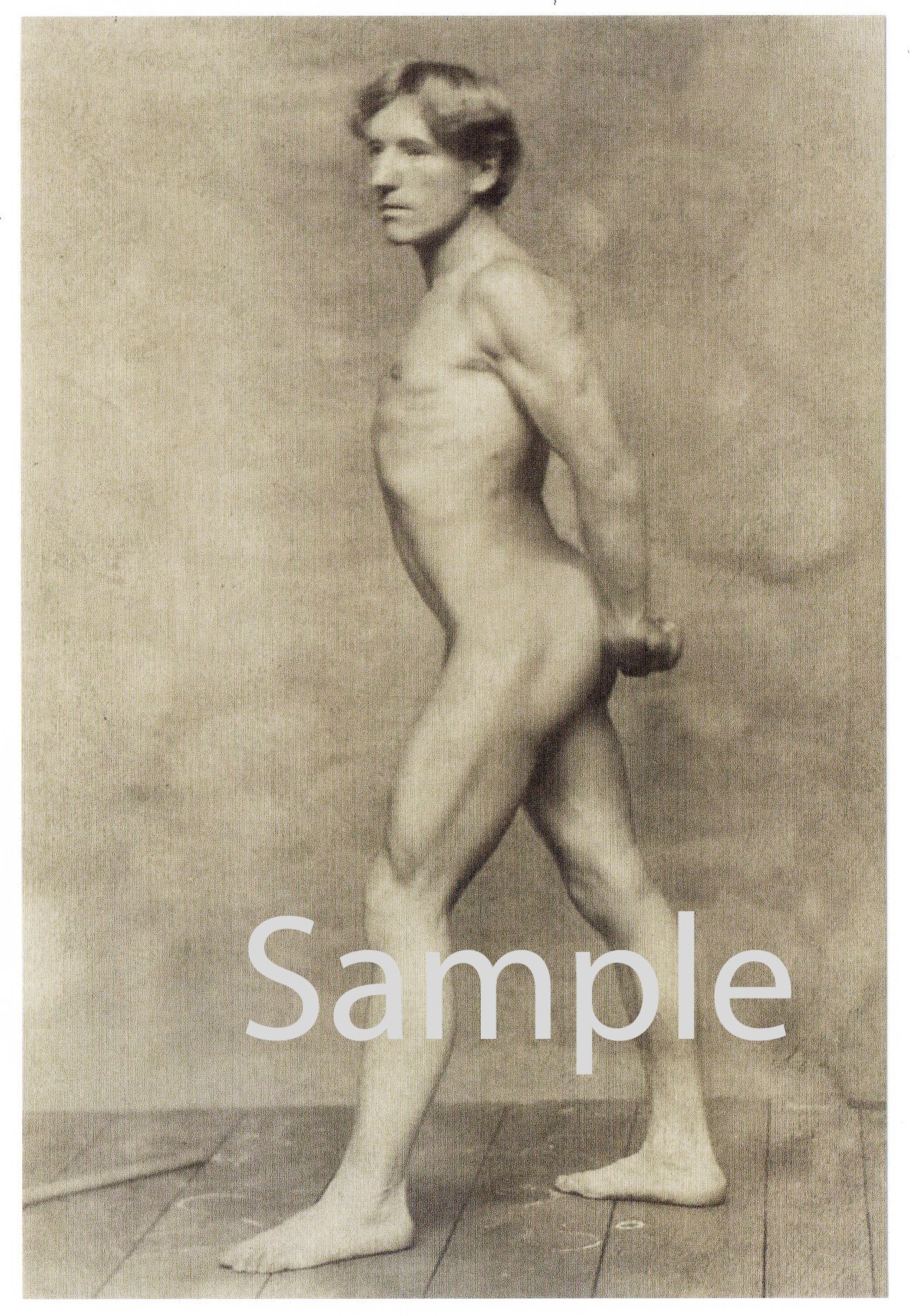 1900s Foto Muscular Desnudo Hombre De Granja Poses en foto