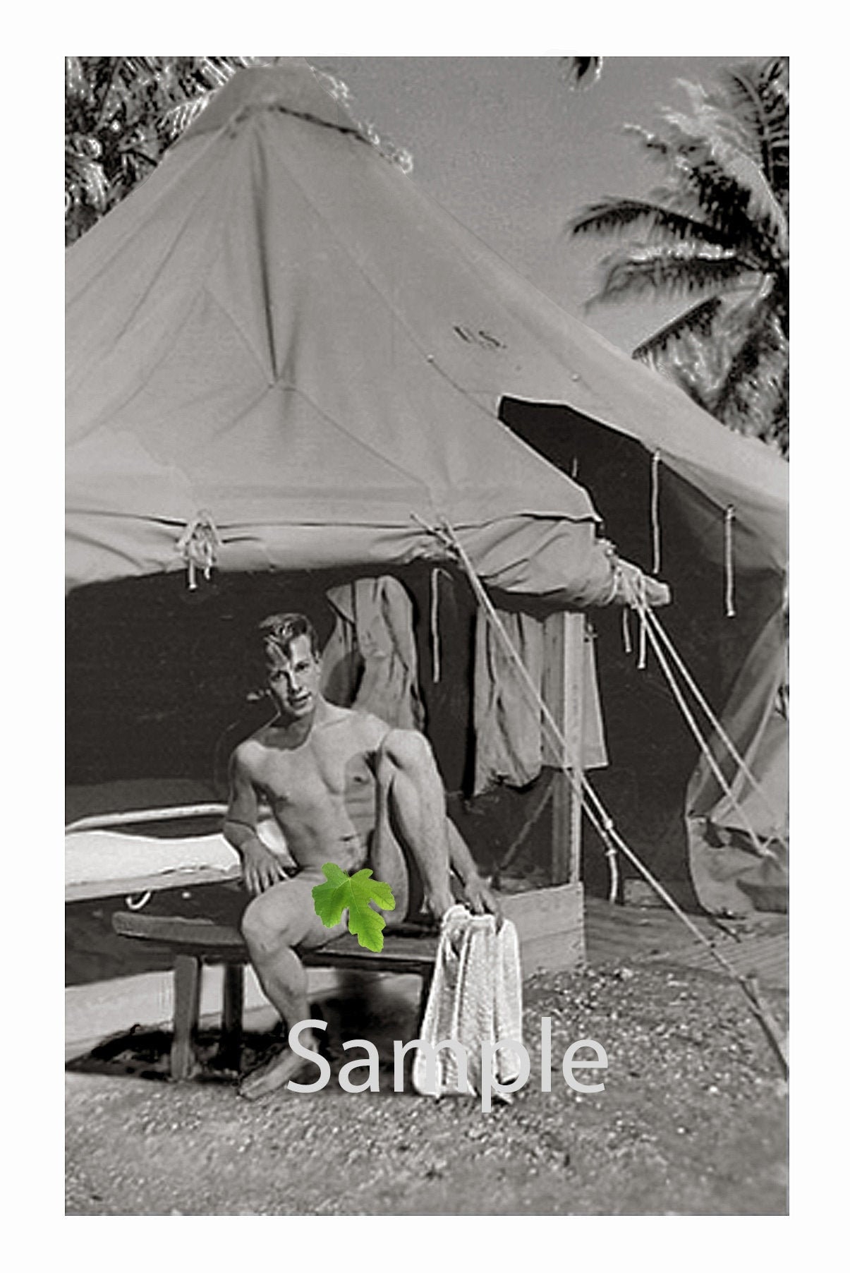 Vintage 1950s Photo Reprint of a Nude WW II Soldier