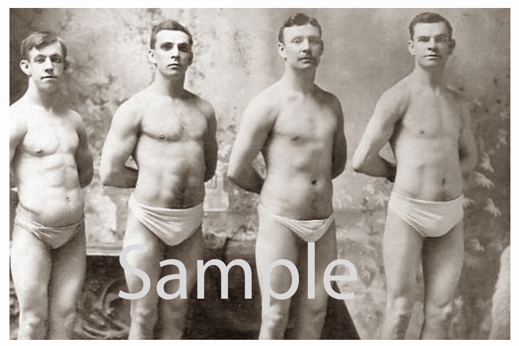 1900 Reimpresión de fotos cerca de hombres desnudos en ropa interior Pose 3  - Etsy México