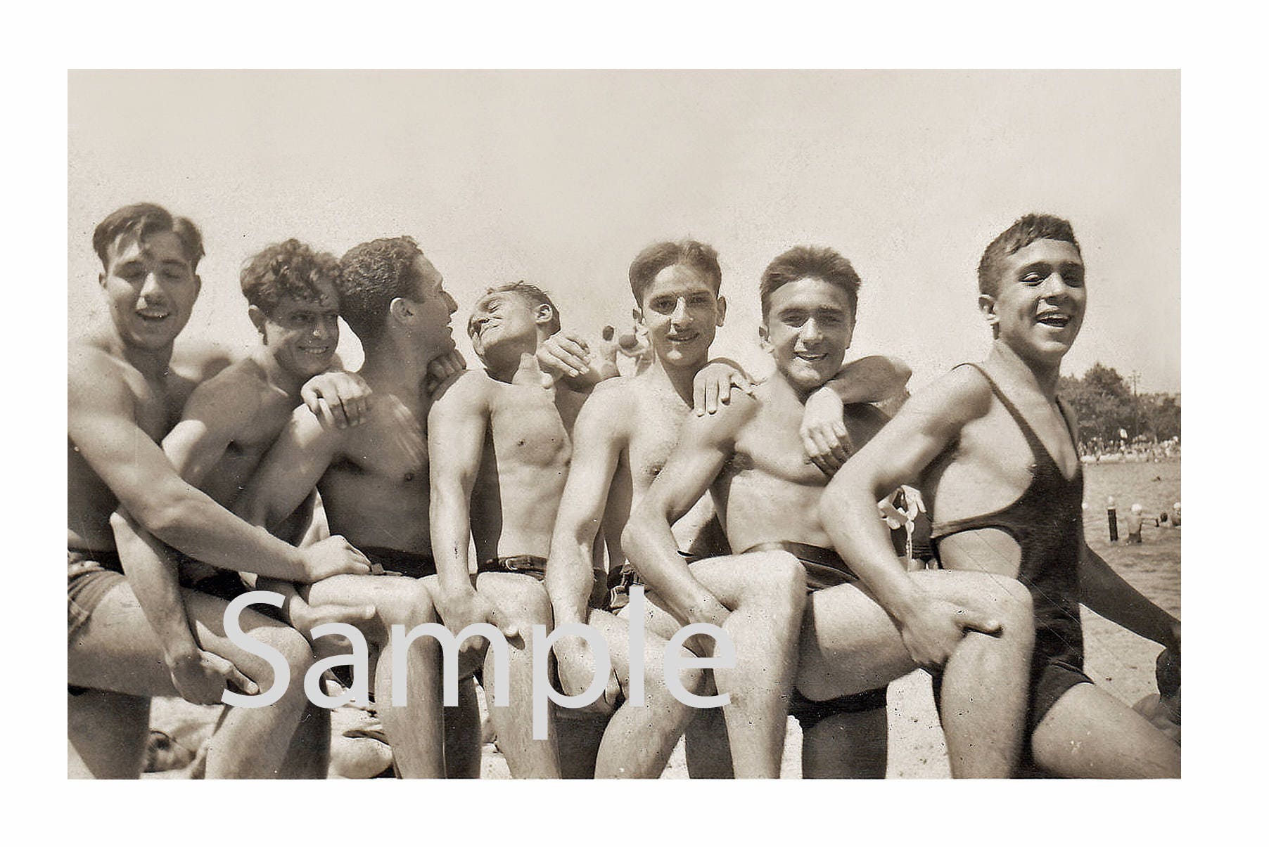 1804px x 1205px - 1932 Photo Reprint Near Nude Men Kiss at Lake During Gay Camp - Etsy