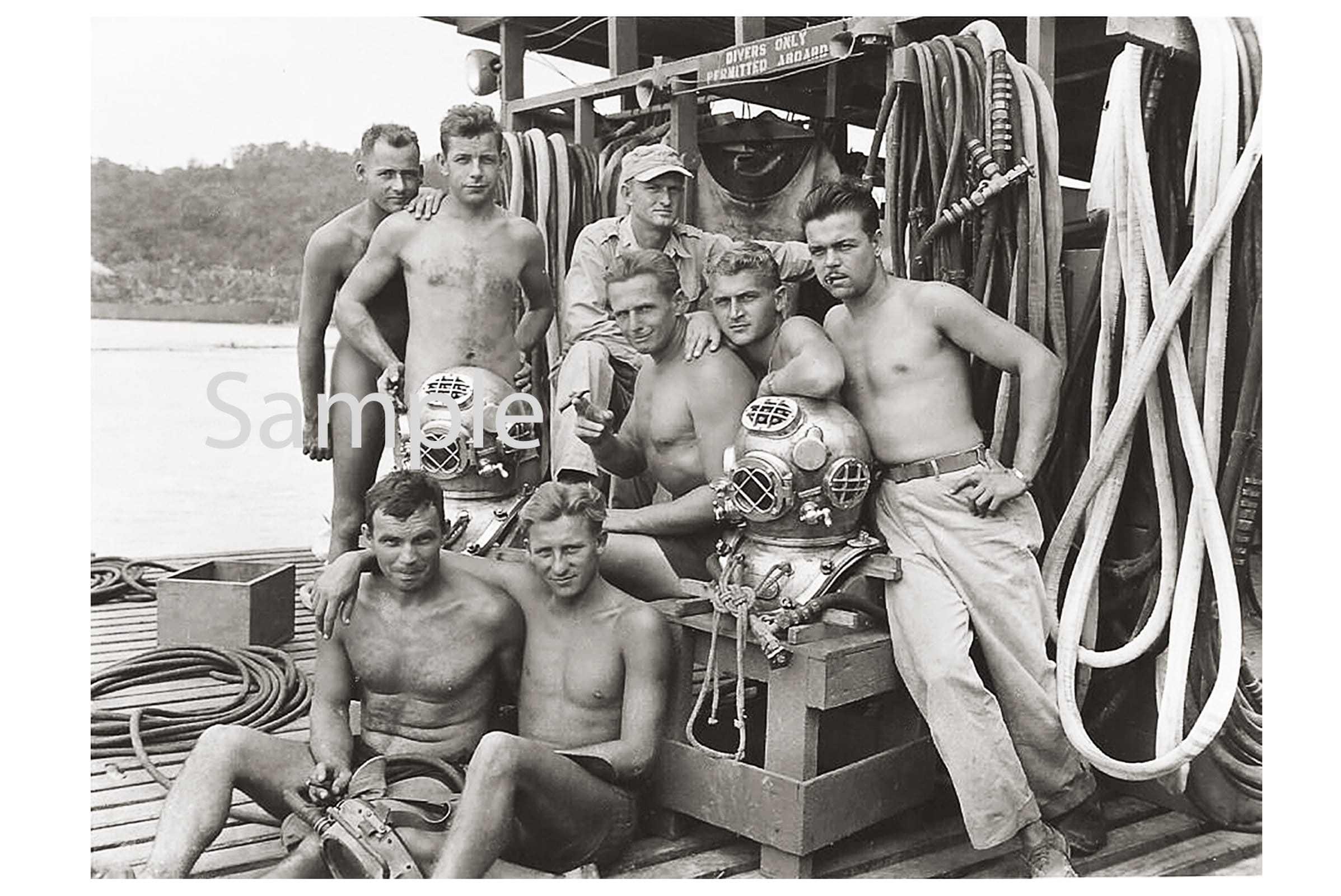 Navy Chick Naked Latina - Vintage Reprint 1940's Photo Nude WWII Men Hug & Navy Dive - Etsy