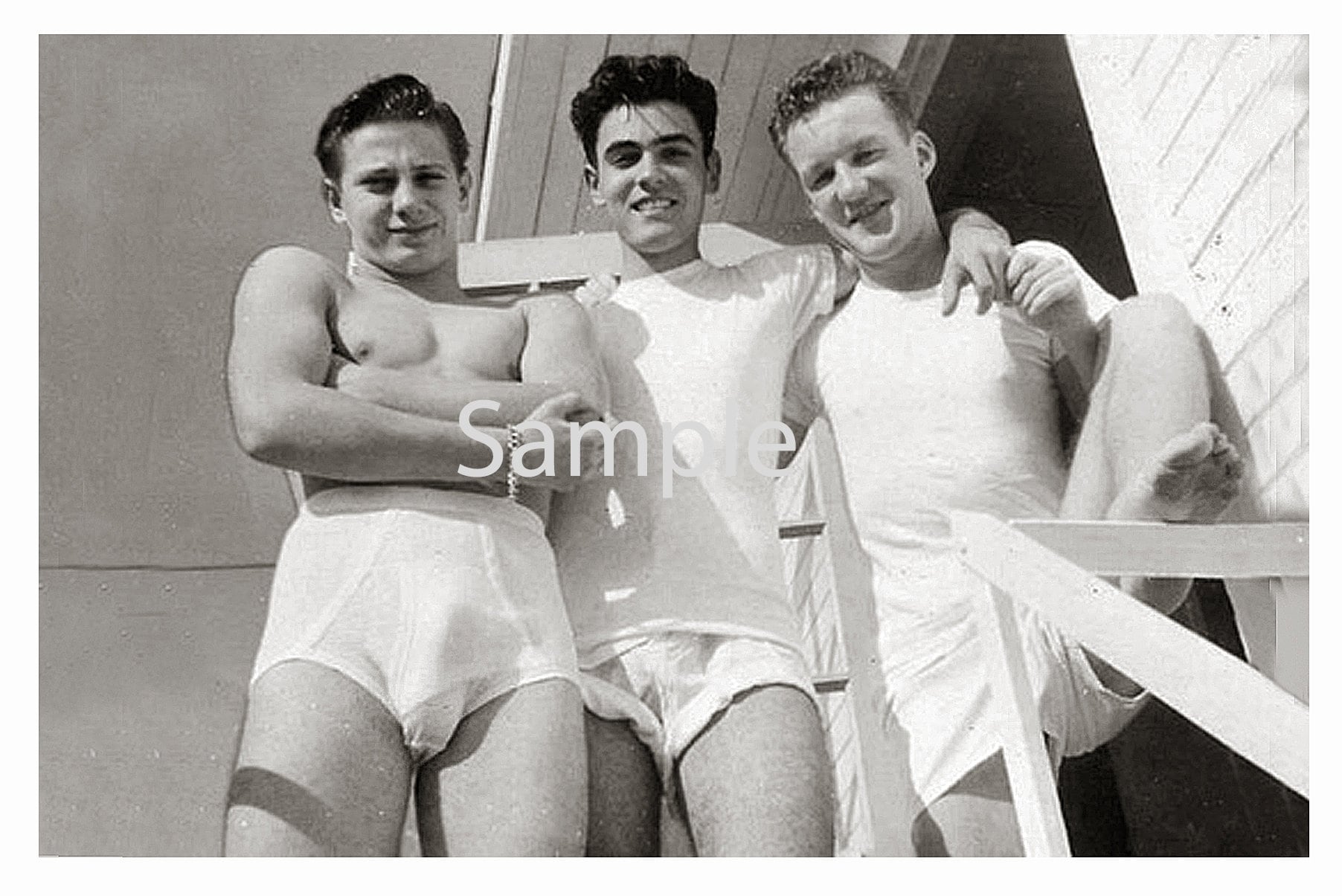 Vintage 1940s Photo Reprint Near Nude Soldiers Bulge & Smile - Etsy
