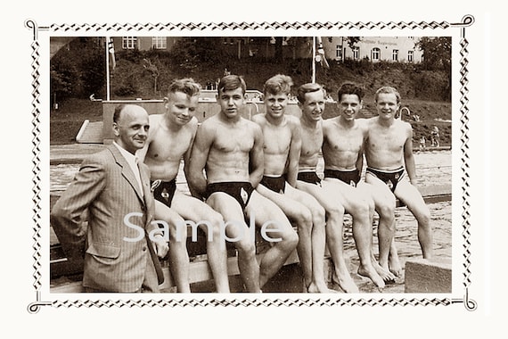 Vintage 1940's Photo Reprint Near Nude Men Press Hard - Etsy