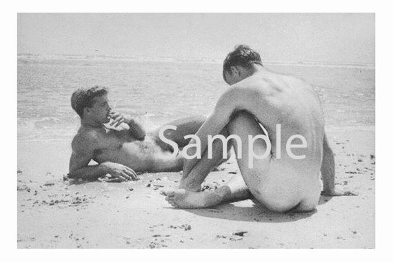 Vintage 1940s Gay Porn - Vintage 1940's Photo Reprint Nude Actor Guy Madison & Pal on the Beach 27
