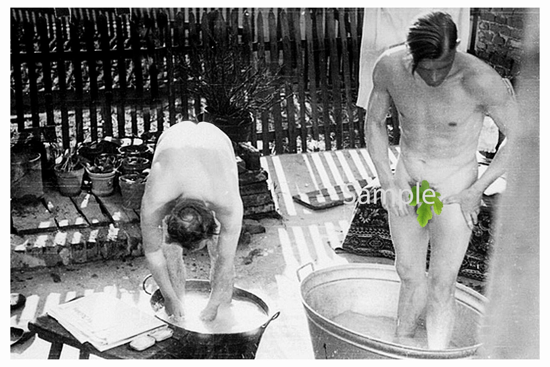 Bathing nude men
