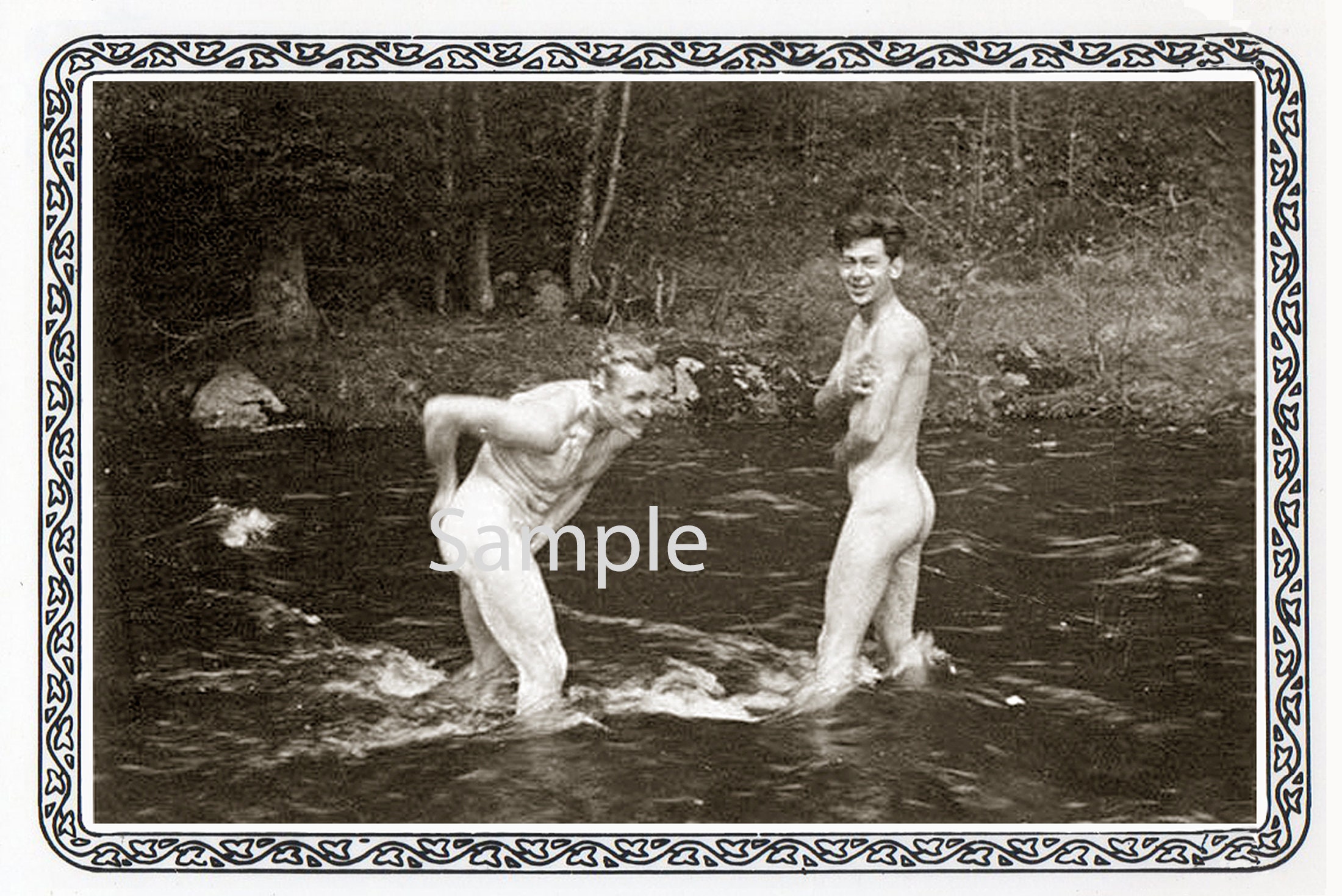 Nude boys swimming