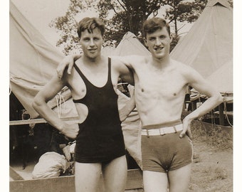Vintage 1940's Photo Reprint Two Affectionate Young Gay Men Kiss