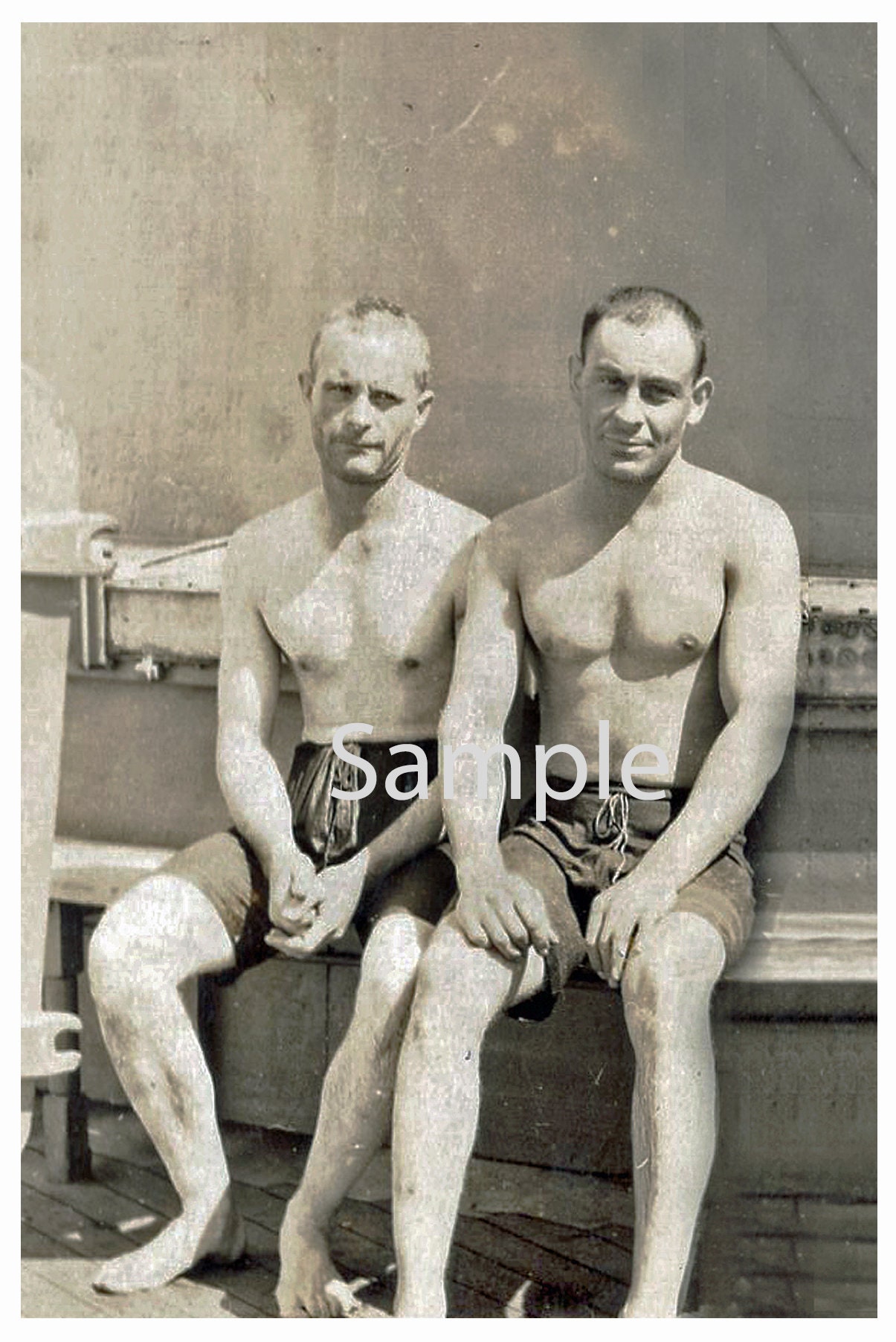 1205px x 1804px - Vintage 1940's Photo Reprint Handsome Near Nude Sailors - Etsy