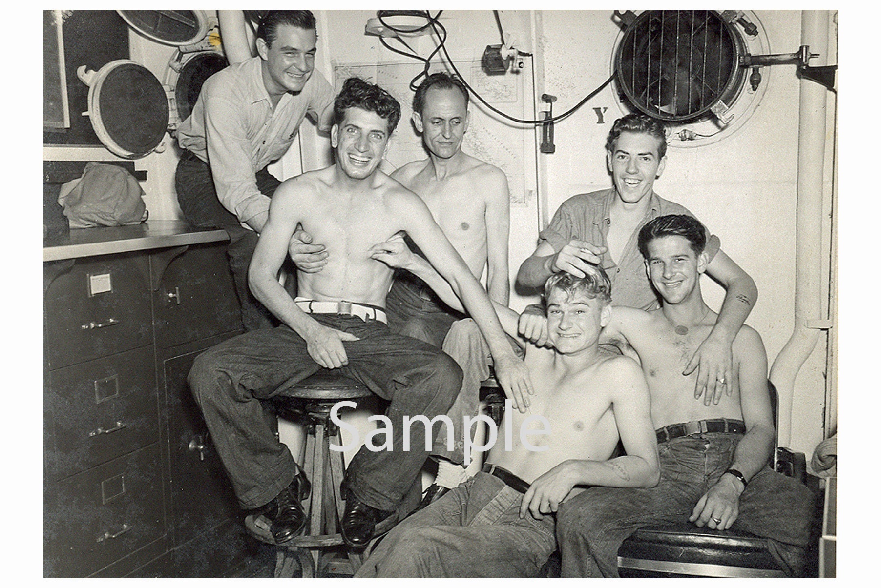 Vintage 1940s Photo Reprint Affectionate Sailors Teasing