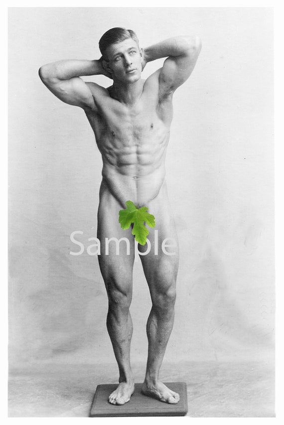 Vintage 1930s Photo Reprint Nude Amateur Man Poses photo