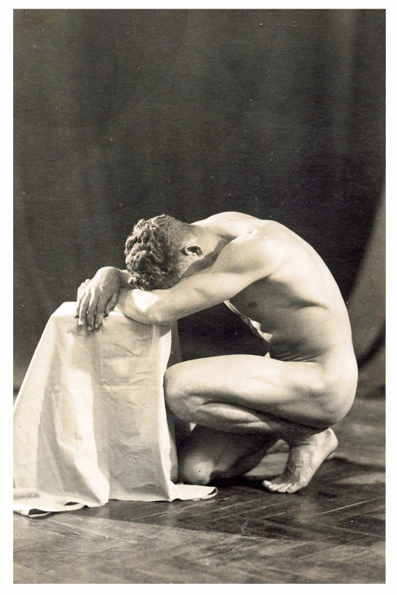 Vintage 1930s Photo Reprint Nude Amateur Man Poses image
