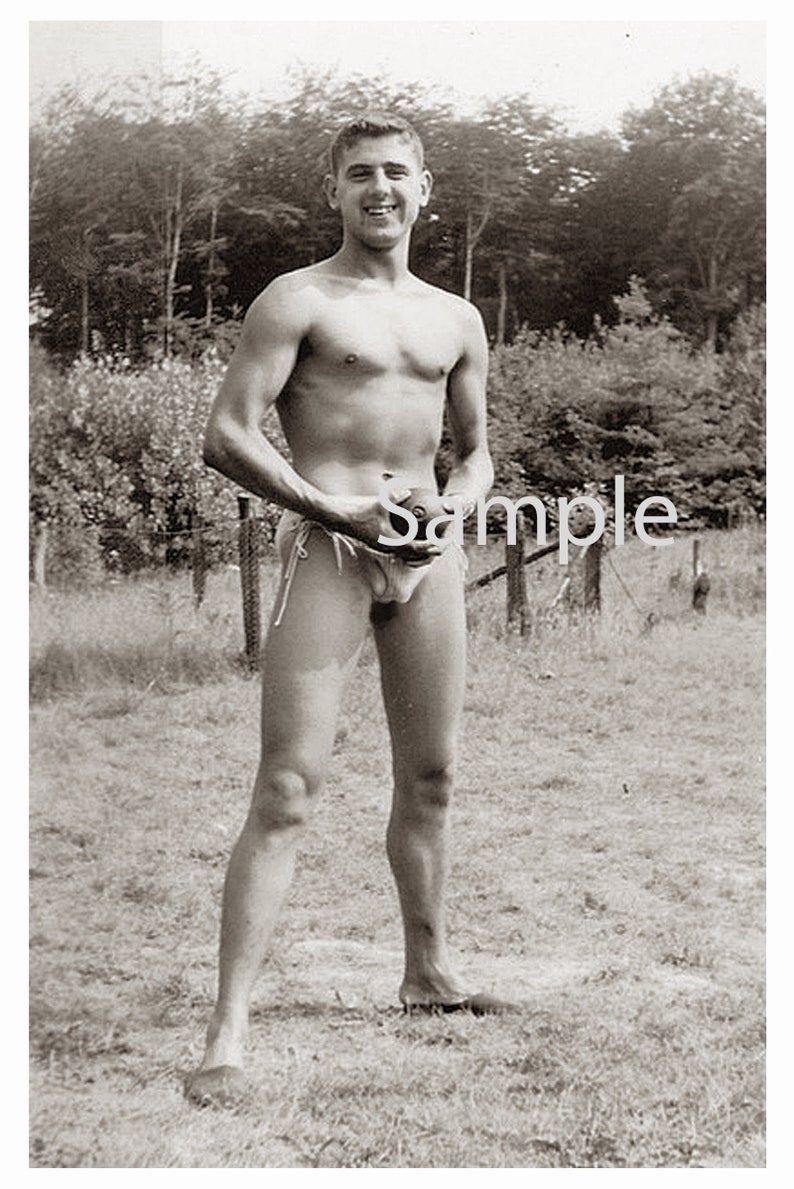 Vintage 1940's Photo Muscular Man Shows Nude Balls in Jock Gay Interest 161 image 1