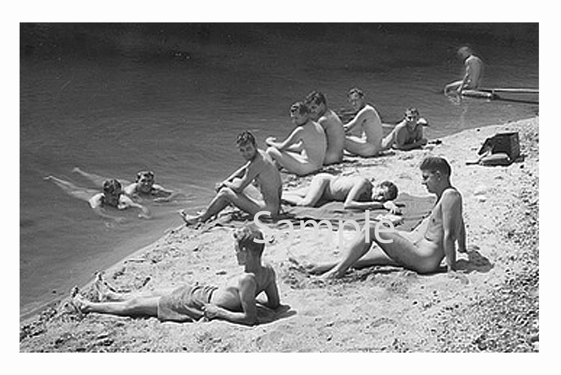 Retro Naturist Beach - 1940s Calendar Art - Etsy New Zealand