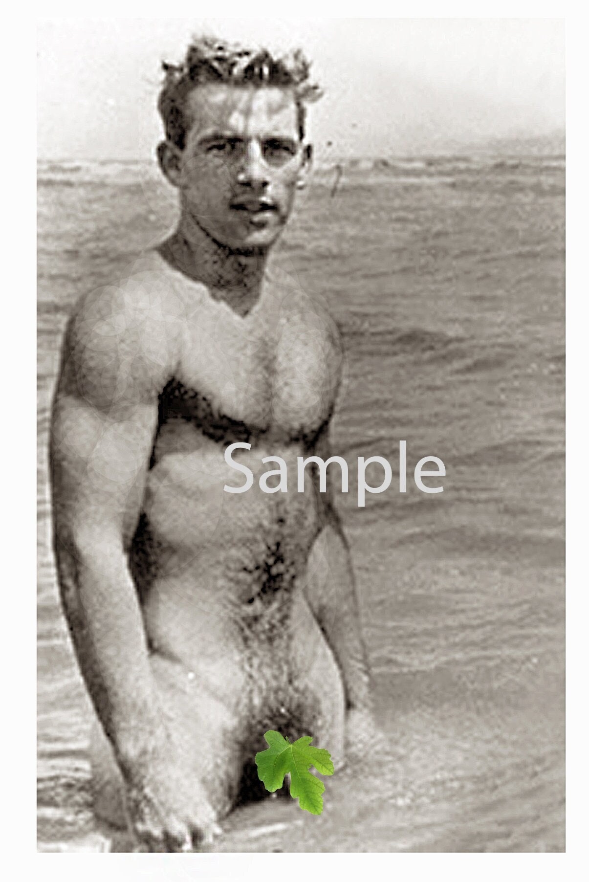 Vintage Reprint 1940s Photo Nude Actor Guy Madison Poses on