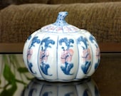 Vintage Chinese Pumpkin Shaped Porcelain Ginger Jar