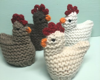 Hand Knitted Lambswool Chicken Egg Cosy: Easter Decoration