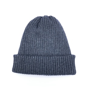Navy Marl Chunky Knitted Hat / Ribbed Beanie for Men or Women