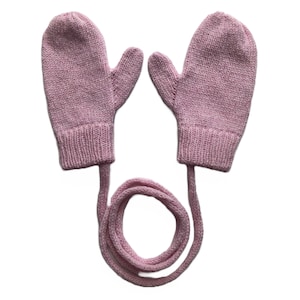 Pink Soft Lambswool Knitted Mittens on a String for children boys/girls - available in various sizes / Kids Gloves by Karen Knits Shop