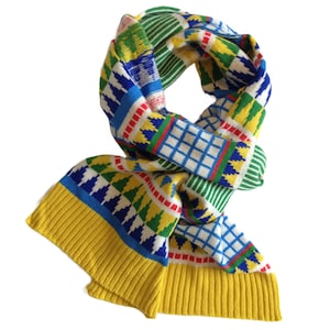 Knitted Scarf / Colourful Lambswool Fairisle Scarf/ Ladies Scarf / Men’s Scarf / Unisex / Handmade in UK