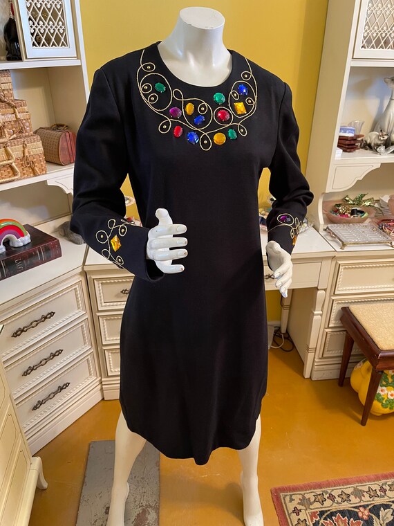 Vintage 70’s  Leslie Fay jeweled dress - image 2