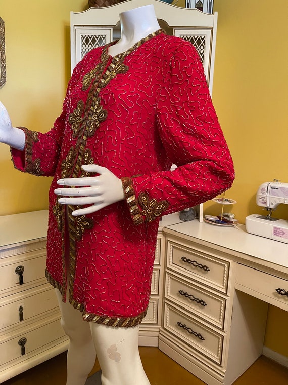 Vintage Lawrence Kagar silk beaded top - image 5