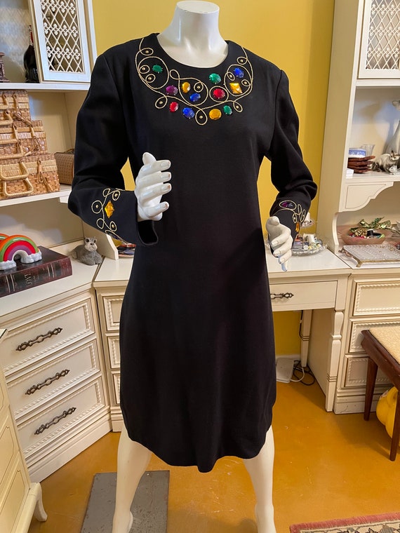 Vintage 70’s  Leslie Fay jeweled dress - image 1