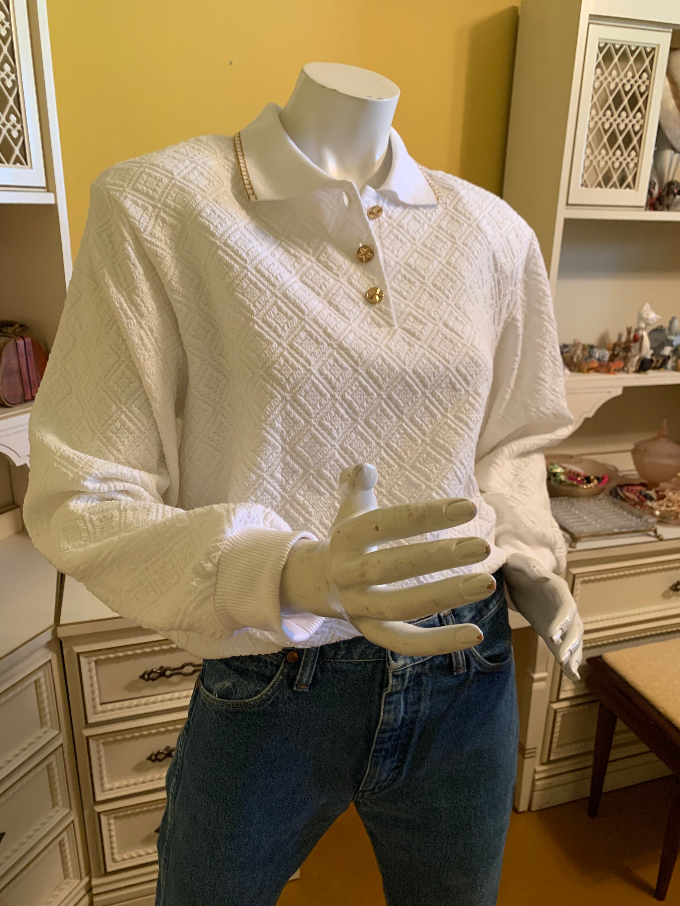 Vintage Alfred Dunner White Sweater - Etsy