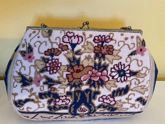 Vintage petit point embroidered evening bag - image 7