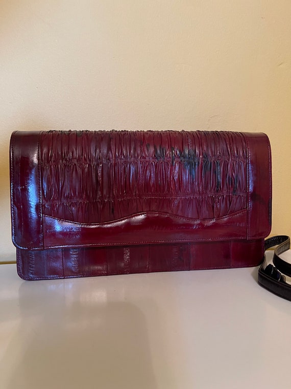 Vintage burgundy eel purse