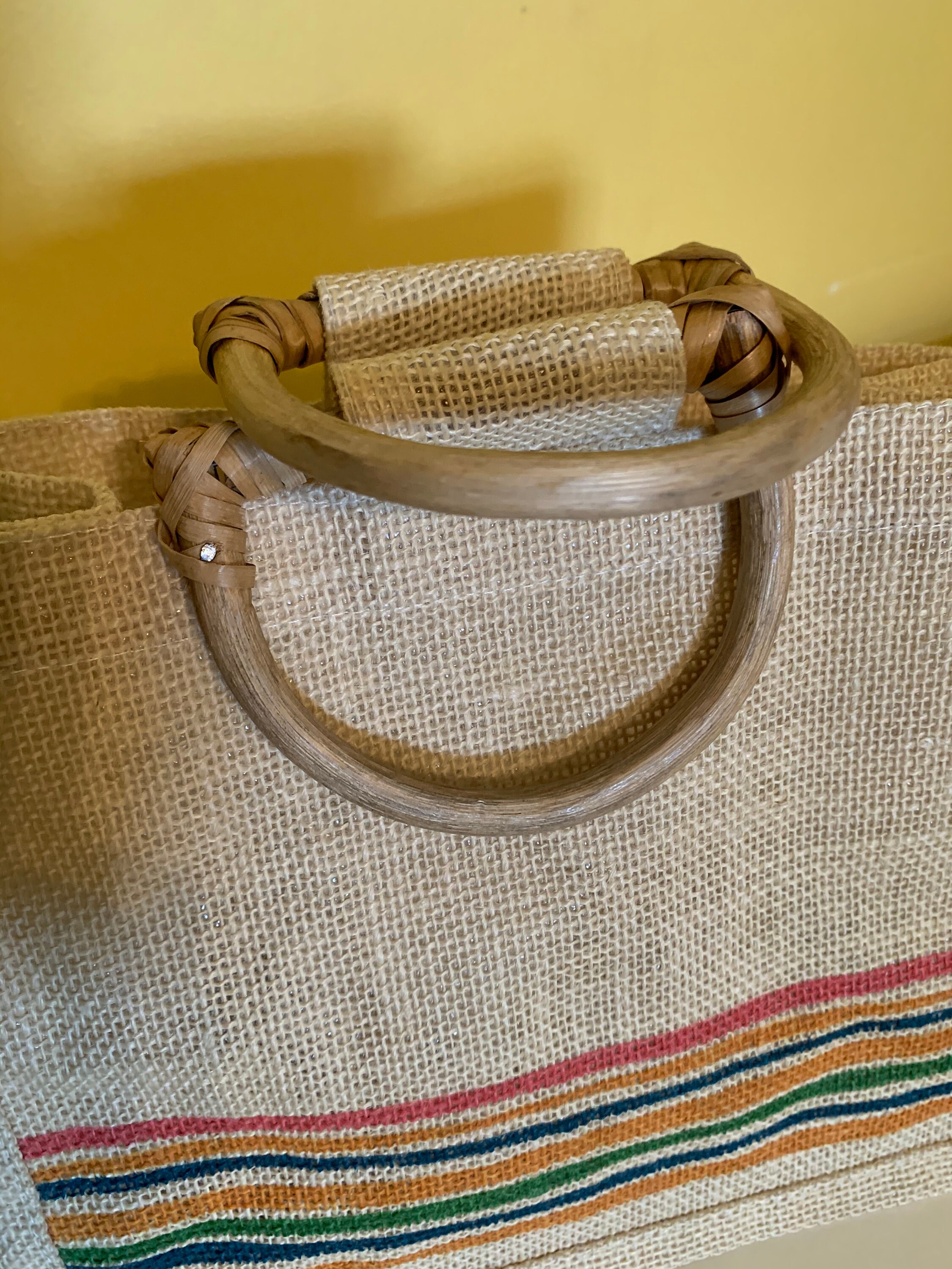 Vintage Bag With Wooden Handles Etsy UK