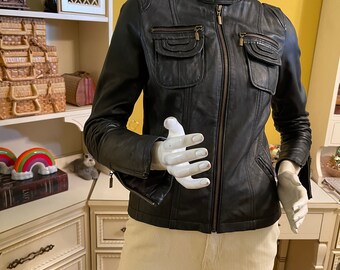 bagatelle leather trucker jacket